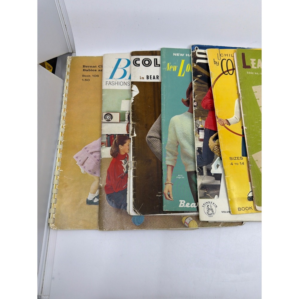 Vintage 60s 70s Knitting Pattern Book Lot Bear Brand Bernat‎  5lb Bulk